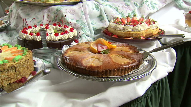 Table full of desserts.