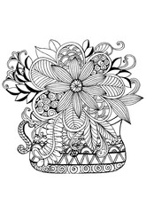 Hand drawing flowers in a vase