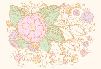 Vector vintage hand drawing  flowers