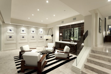 Cozy living room with a wall of pictures