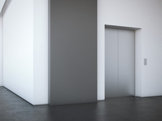 Obraz premium Office lobby with black advertising stand. 3d rendering