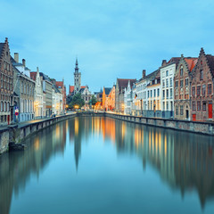 Fototapeta na wymiar Jan van Eyck Square over the waters Bruges