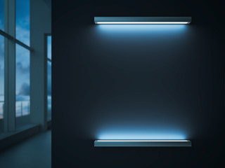 Blank wall with modern lamp. 3d rendering