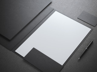Blank white shhet in black folder