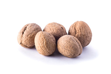 Walnuts on a white background. Isolated
