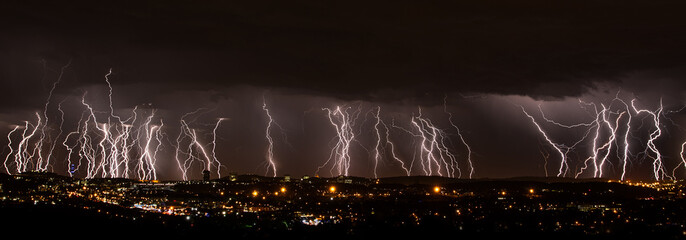 lightning over city