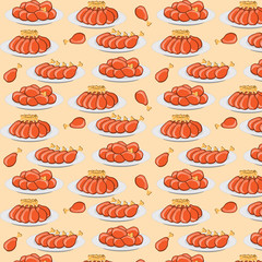 vector illustration fried chicken legs seamless pattern