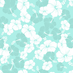 Hawaiian Seamless  Pattern with hibiscus flowers