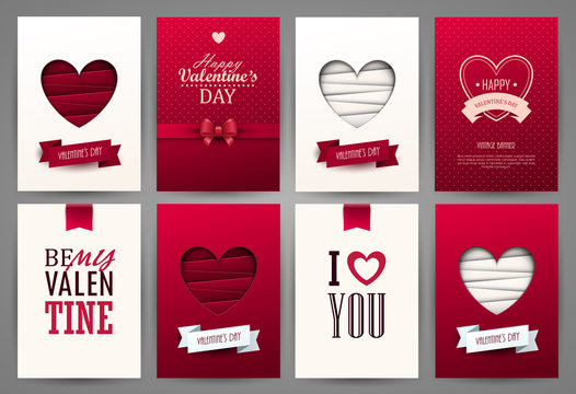 Valentine cards set. Vector illustration.