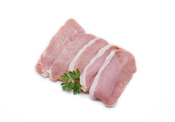 Raw pork meat isolated on white