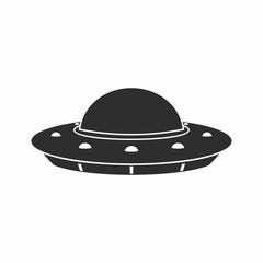 UFO Flying Saucer Icon isolated on white background.