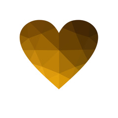 Yellow heart isolated on white background.