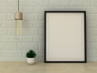 Empty picture in frame shabby chic, vintage style. Scandinavian style home interior decoration. Copy paste image.