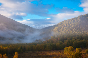 sunrise in taiga