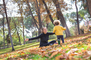 mom and baby in the park