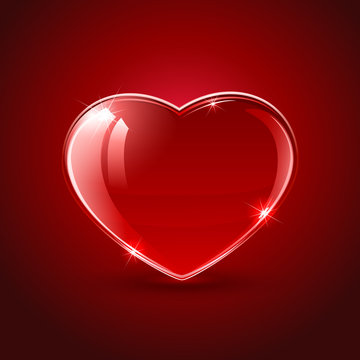 Shiny Valentines heart on red background