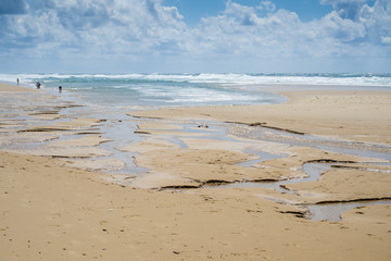 water and sand figures in the shallow water of the sandy coast of Atlantic ocean