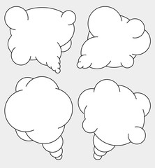 Set of 4 abstract talking bubbles in mono line style with white