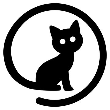 Icon: Sitzende schwarze Katze / Cat-Zeichen als Symbol f&uuml;r CatContent &ndash; Vektor / freigestellt 