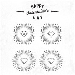 Valentines day illustrations and typography elements