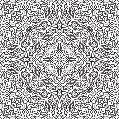 Fototapeta premium Seamless Abstract Tribal Black-White Pattern. Hand Drawn Ethnic