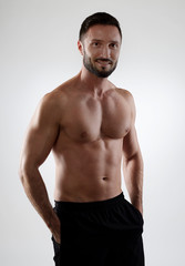Fototapeta premium Cheerful shirtless man
