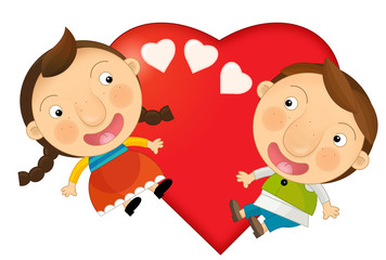 Cartoon loving couple - isolated - illustration for the children