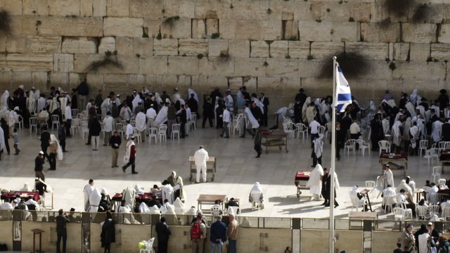 Royalty Free Stock Video Footage of the Western Wall filmed in Israel at 4k with Red.
