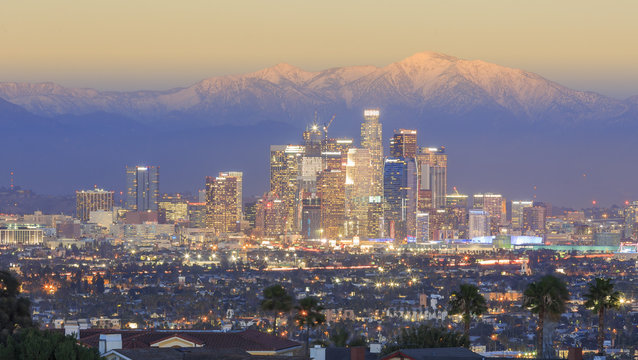 Special Day To Night View Of Los Angeles Downtown