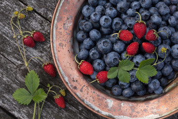 Blueberries and strawberries