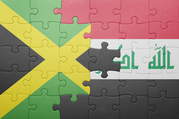 puzzle with the national flag of jamaica and iraq