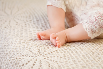 Close up picture of new born baby feet