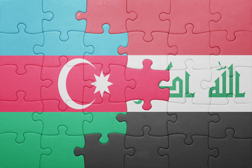 puzzle with the national flag of azerbaijan and iraq