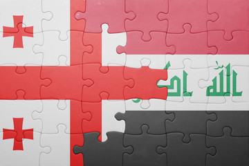 puzzle with the national flag of georgia and iraq