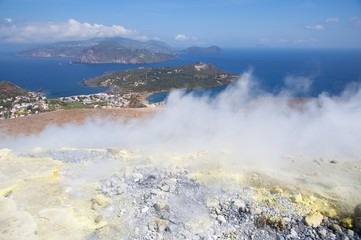 Fumaroles on the volcano Gran Crater, Volcano Island,Aeolian (Lipari) Islands, Italy