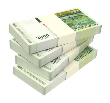 Malagasy ariary bills isolated on white background. Computer generated 3D photo rendering.