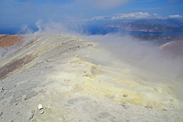 Fumaroles on the volcano Gran Crater, Volcano Island,Aeolian (Lipari) Islands, Italy