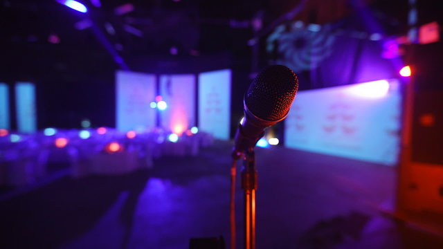 Microphone on stage at a concert venue 1