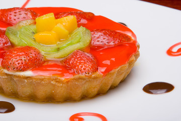 Cake of strawberry close-up