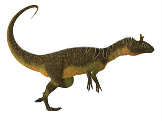 Cryolophosaurus Dinosaur Side View - Cryolophosaurus was a large theropod carnivorous dinosaur that lived in Antarctica during the Jurassic Period.