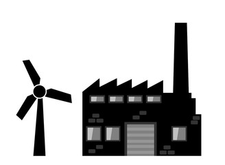 Usine et une éolienne