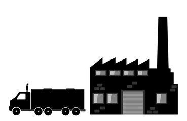 Usine et un camion de livraison
