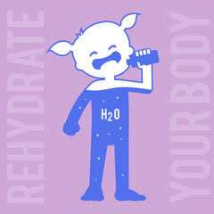 Silhouette Of A Girl Drinking Water