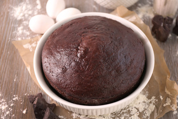 Home made chocolate pie on craft paper