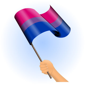 Hand holding a bisexual pride flag vector