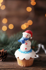 Christmas cupcake, closeup