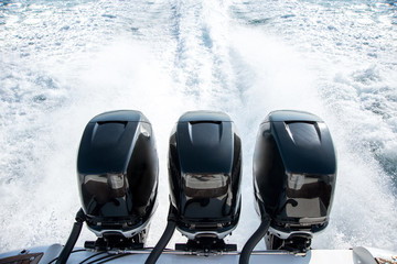 Powerful motor for sports boat © thomsond
