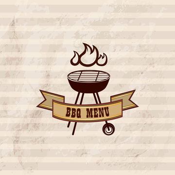 BBQ design background barbeque label over vintage pattern.  Gril menu party