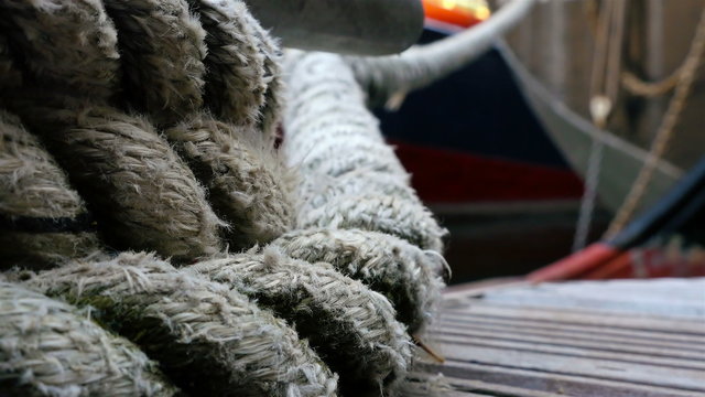 Details of boat ropes, nautical vessel