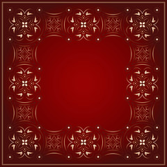 Filigree golden frame on red.